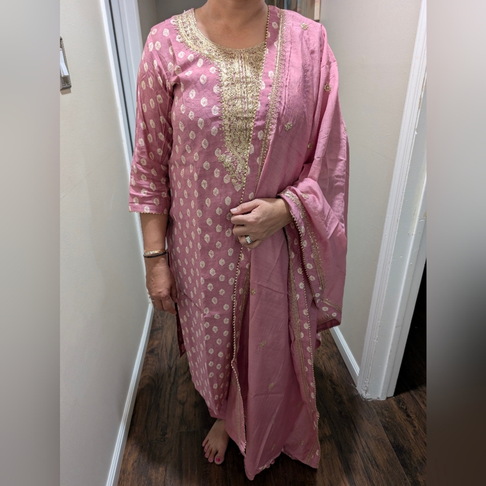 Pink & Gold Women's Indian Dress - Like New!